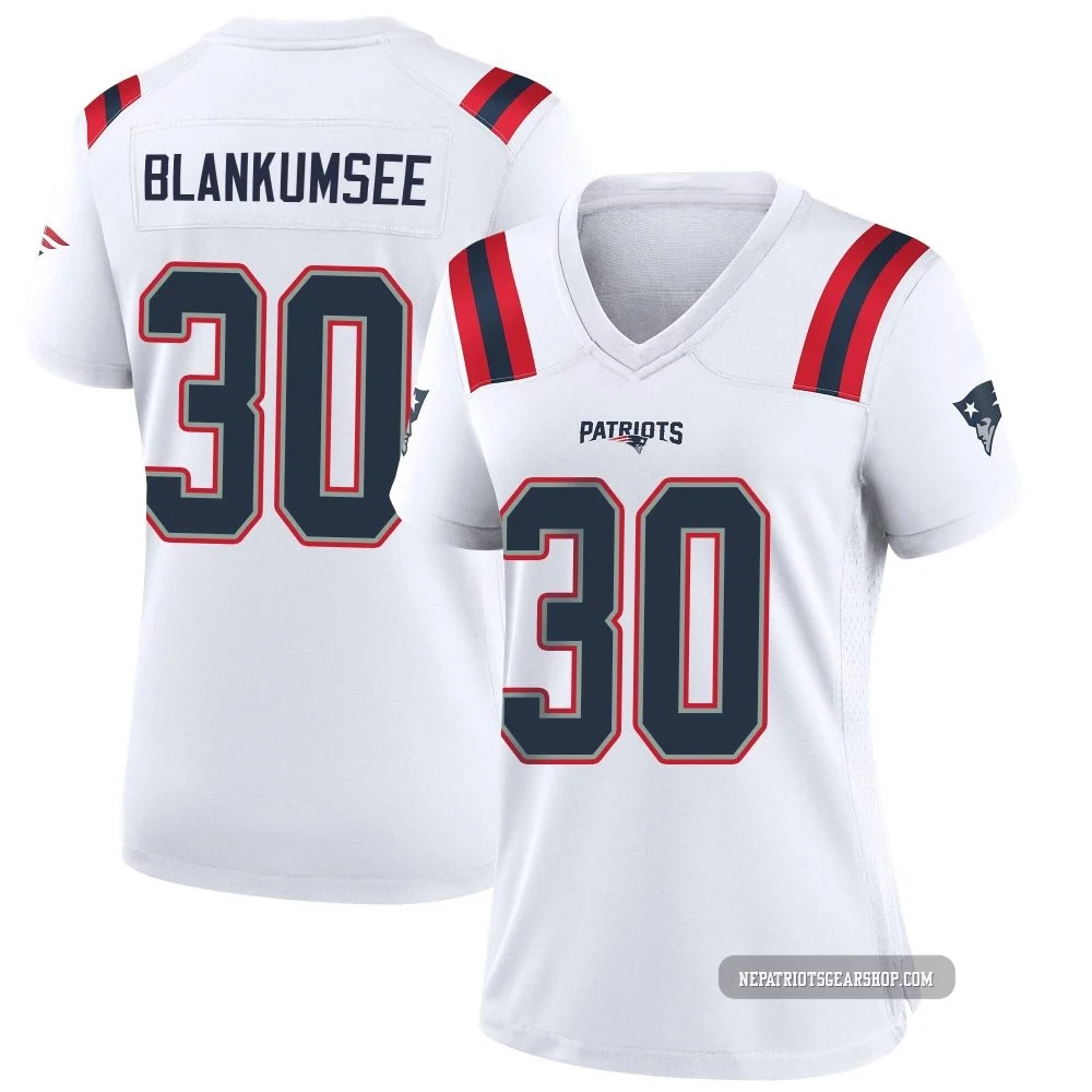 Demeer Blankumsee ＃30 New England Patriots Game Jersey - Women's White