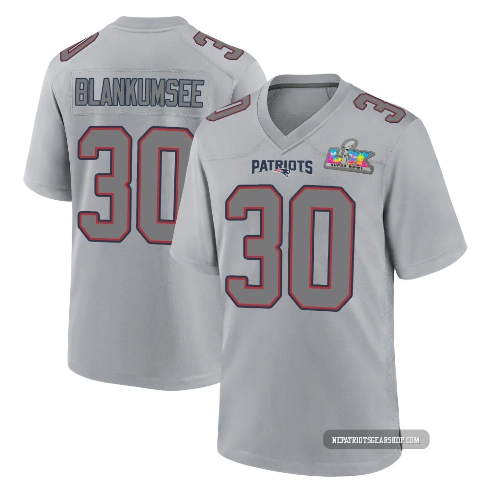 Demeer Blankumsee ＃30 New England Patriots Game Silver Atmosphere Fashion Super Bowl LX Patch Jersey - Youth