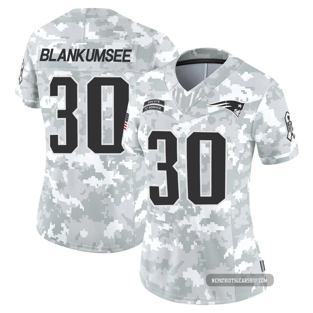 Demeer Blankumsee ＃30 New England Patriots Limited 2024 Salute to Service Jersey - Women's Arctic Camo