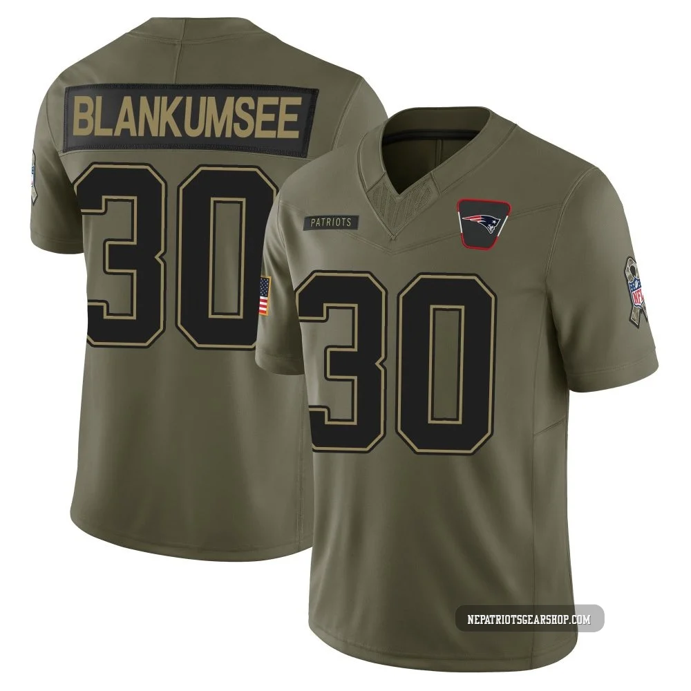 Demeer Blankumsee ＃30 New England Patriots Limited 2025 Salute to Service Jersey - Youth Olive