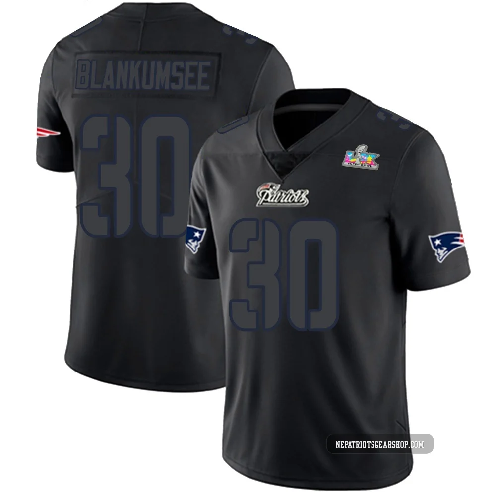 Demeer Blankumsee ＃30 New England Patriots Limited Super Bowl LX Patch Jersey - Men's Black Impact