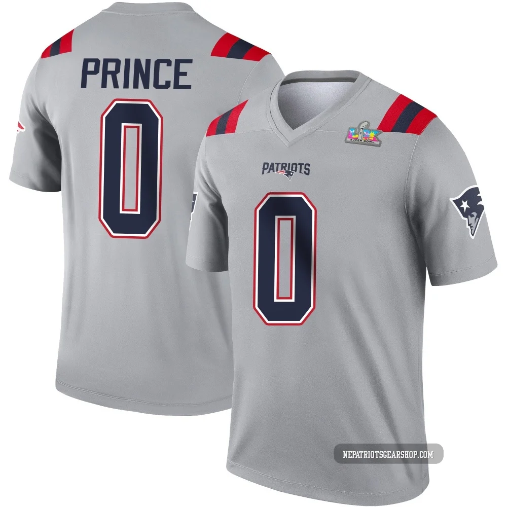 Deneric Prince ＃0 New England Patriots Legend Inverted Super Bowl LX Patch Jersey - Youth Gray