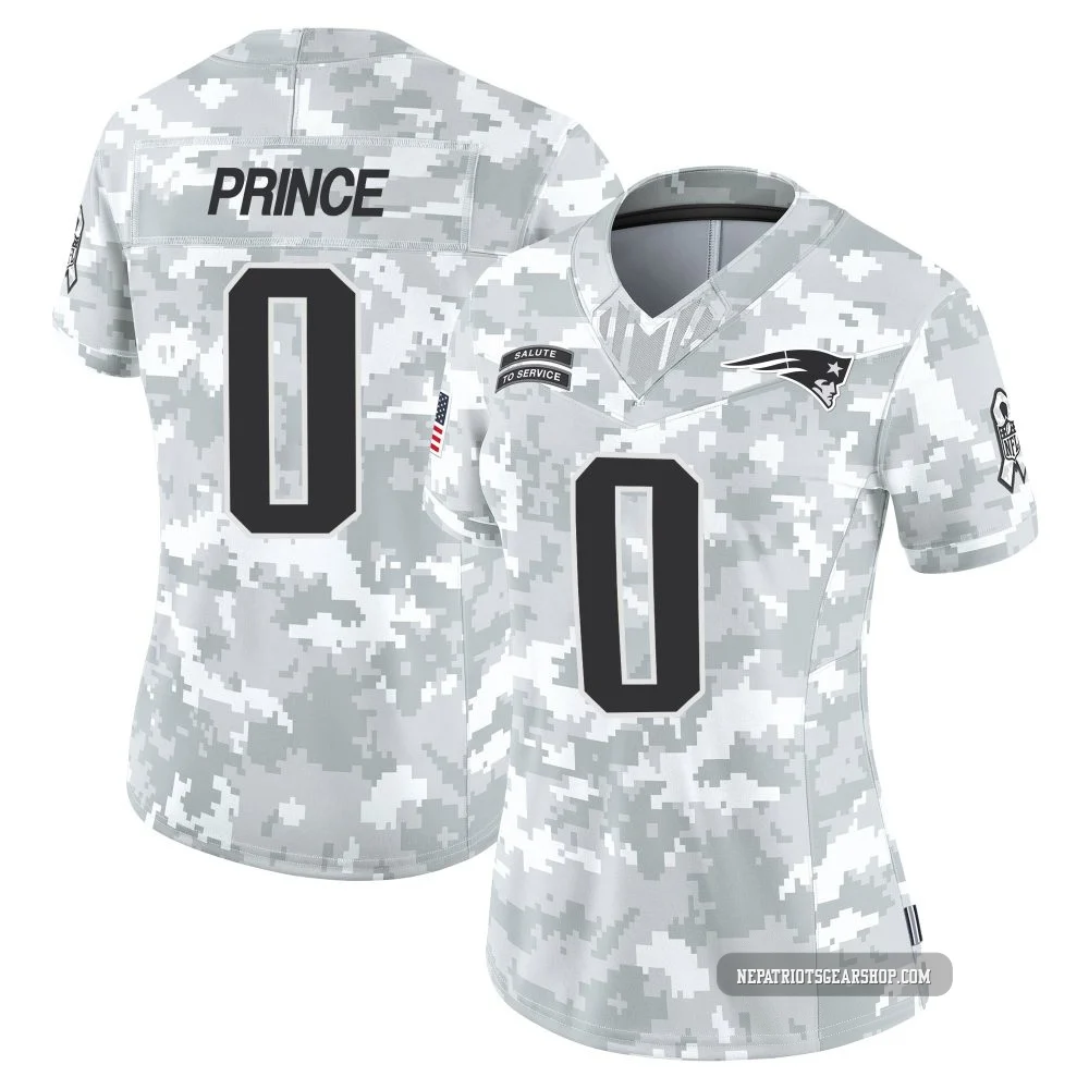 Deneric Prince ＃0 New England Patriots Limited 2024 Salute to Service Jersey - Women's Arctic Camo
