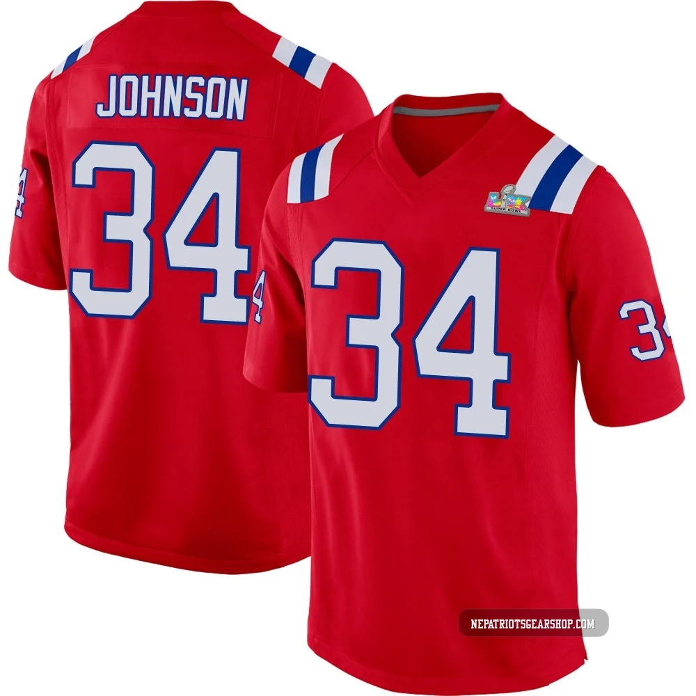 D'Ernest Johnson ＃34 New England Patriots Game Alternate Super Bowl LX Patch Jersey - Youth Red