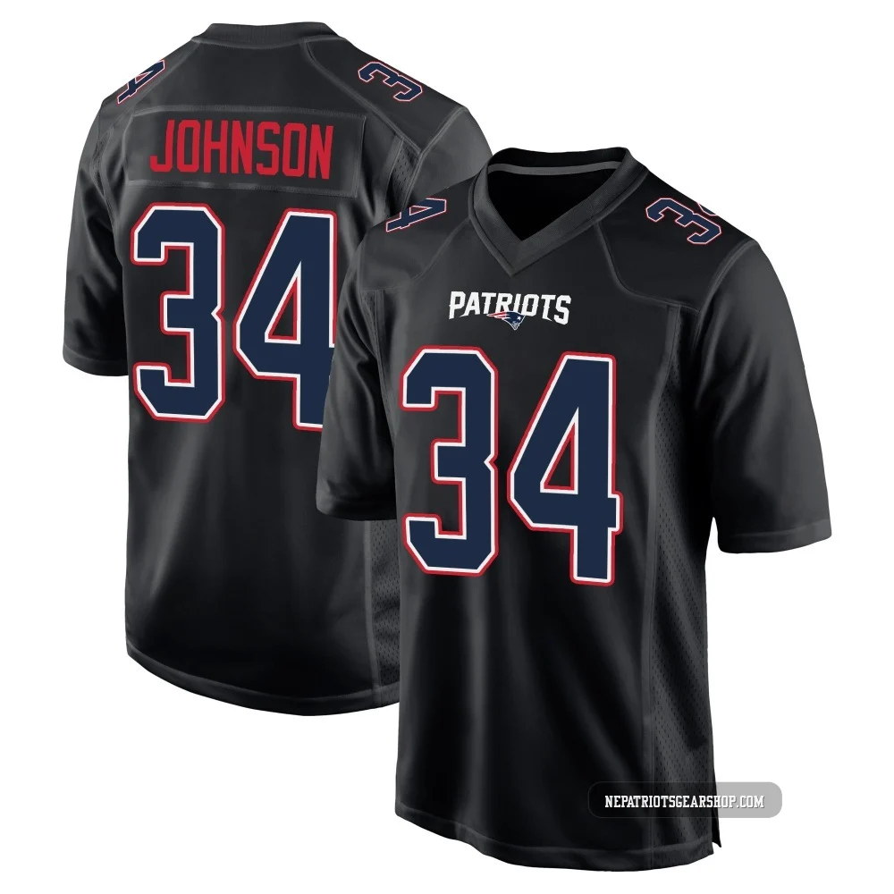 D'Ernest Johnson ＃34 New England Patriots Game Carbon Fashion Jersey - Men's Black