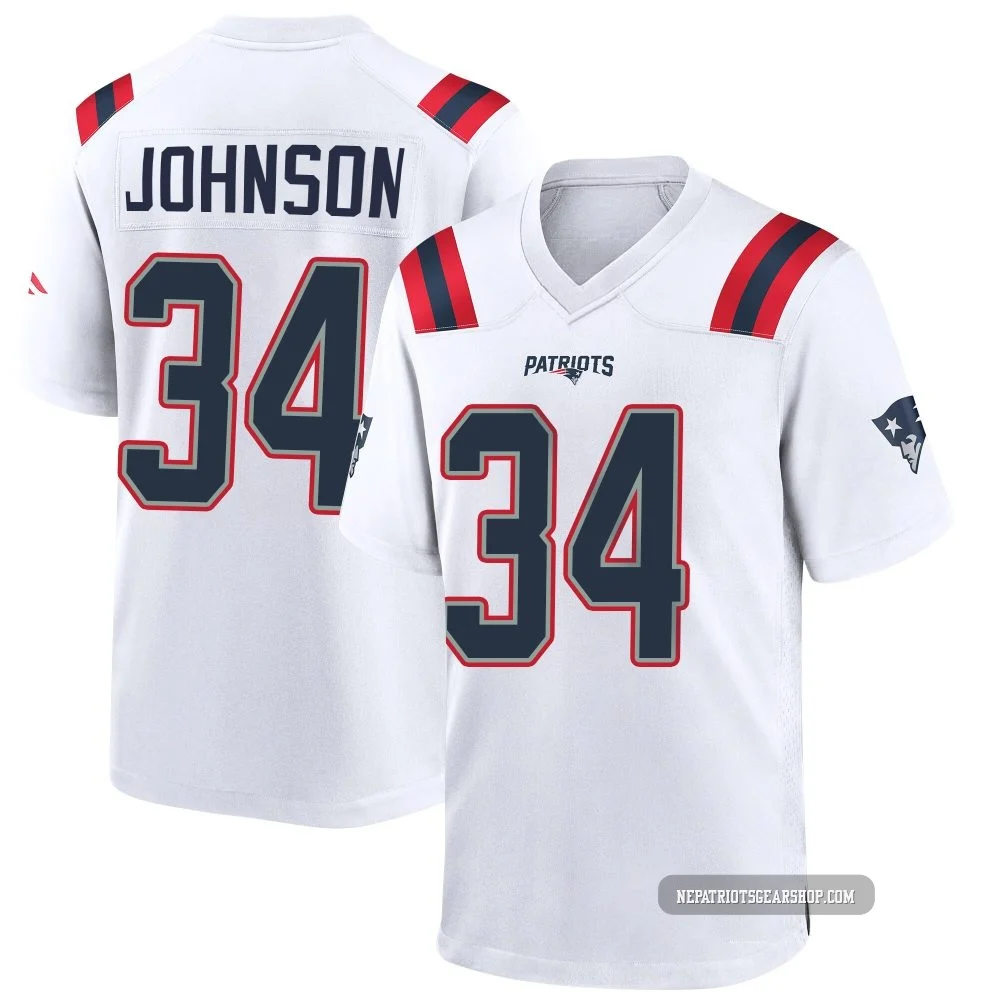 D'Ernest Johnson ＃34 New England Patriots Game Jersey - Men's White