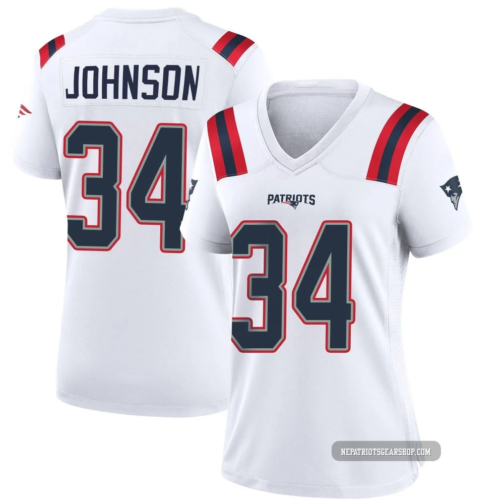 D'Ernest Johnson ＃34 New England Patriots Game Jersey - Women's White