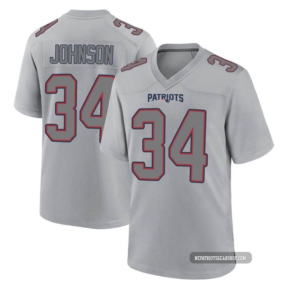 D'Ernest Johnson ＃34 New England Patriots Game Silver Atmosphere Fashion Jersey - Men's