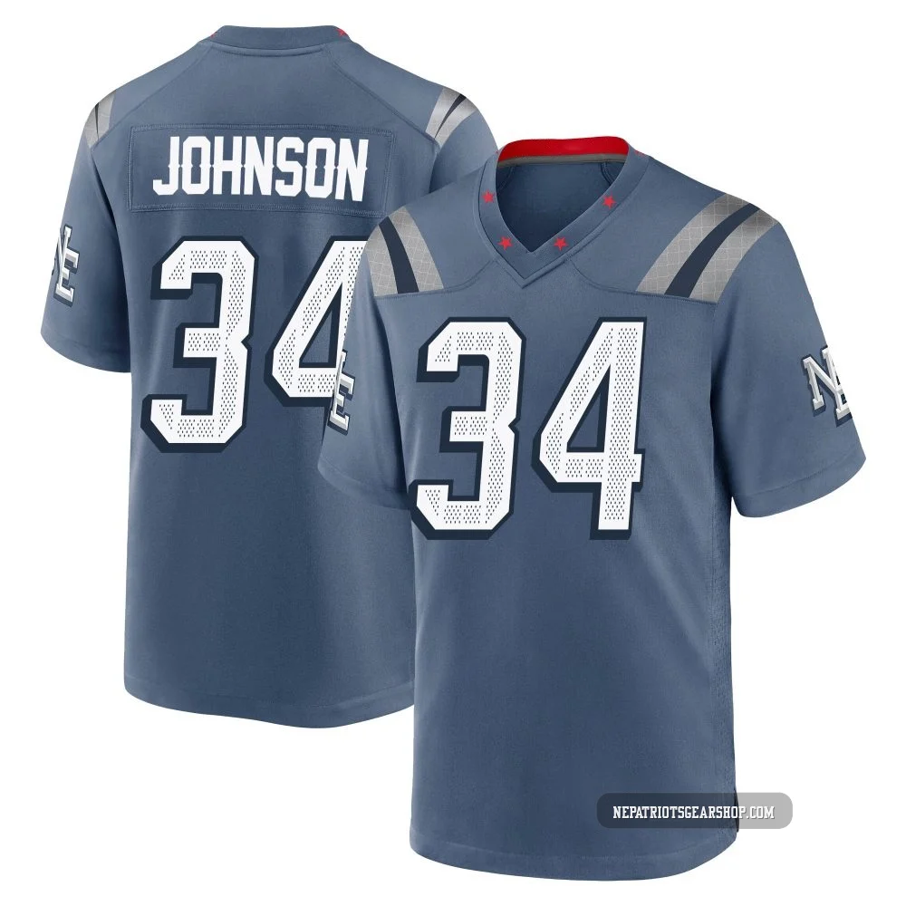 D'Ernest Johnson ＃34 New England Patriots Game Storm 2025 Rivalries Collection Jersey - Men's Blue