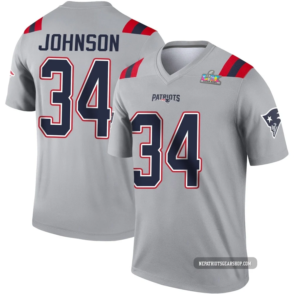 D'Ernest Johnson ＃34 New England Patriots Legend Inverted Super Bowl LX Patch Jersey - Men's Gray