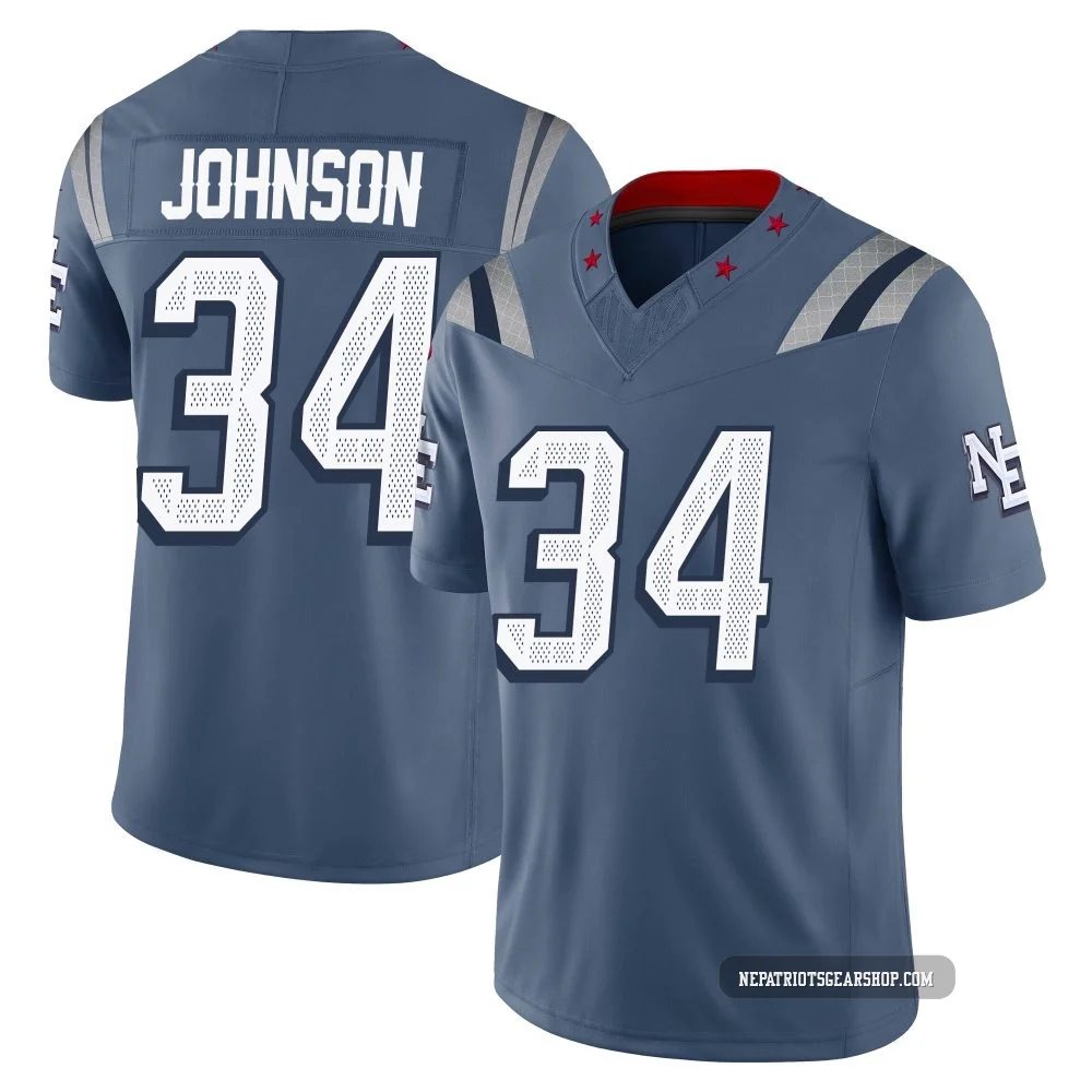 D'Ernest Johnson ＃34 New England Patriots Limited Storm 2025 Rivalries Collection Jersey - Men's Blue