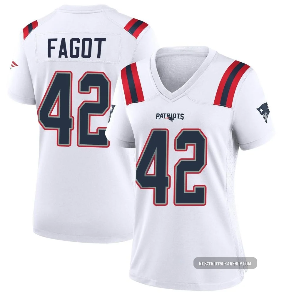 Diego Fagot ＃42 New England Patriots Game Jersey - Women's White