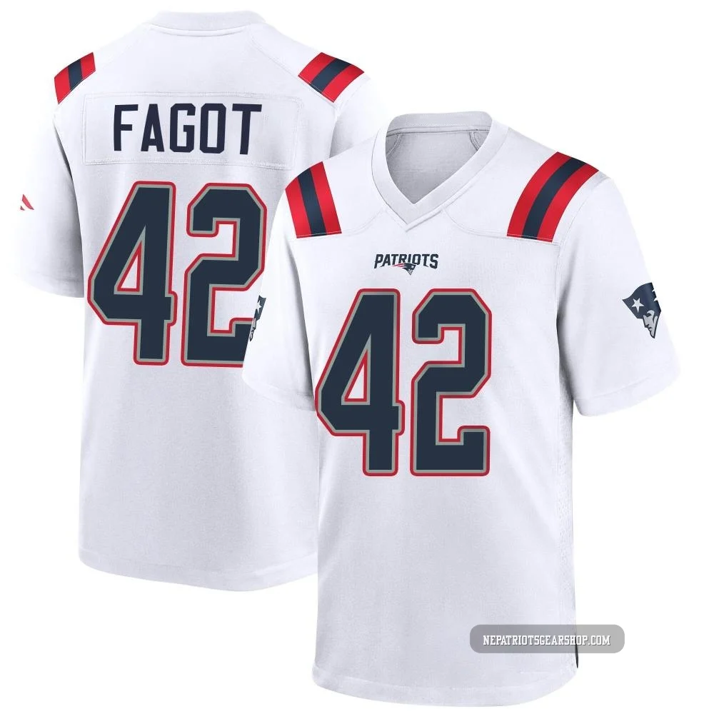 Diego Fagot ＃42 New England Patriots Game Jersey - Youth White
