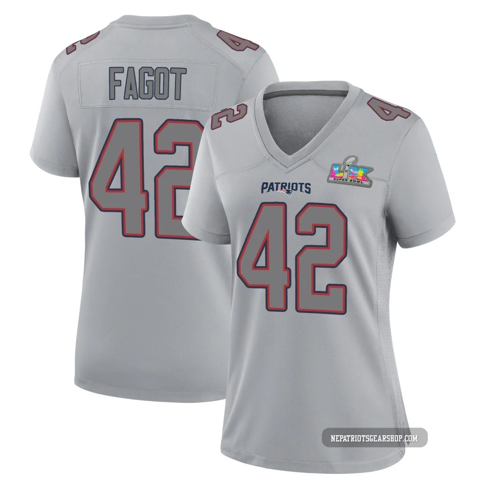 Diego Fagot ＃42 New England Patriots Game Silver Atmosphere Fashion Super Bowl LX Patch Jersey - Women's
