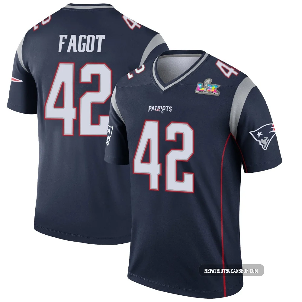 Diego Fagot ＃42 New England Patriots Legend Super Bowl LX Patch Jersey - Men's Navy