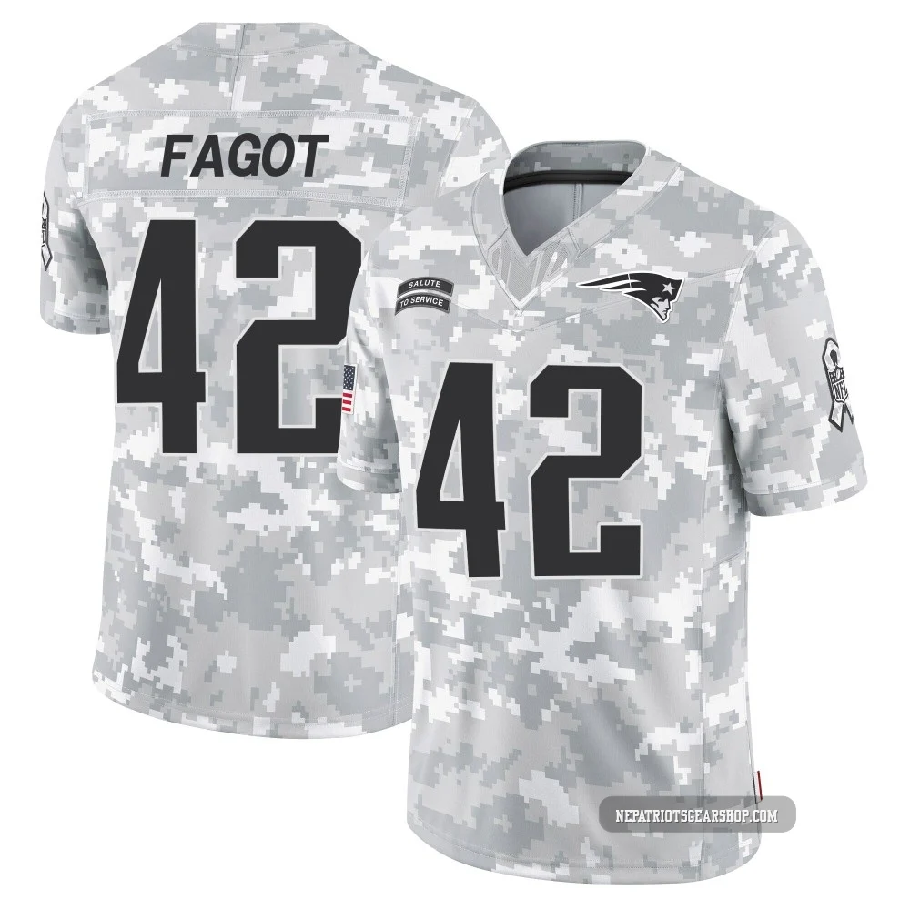 Diego Fagot ＃42 New England Patriots Limited 2024 Salute to Service Jersey - Men's Arctic Camo
