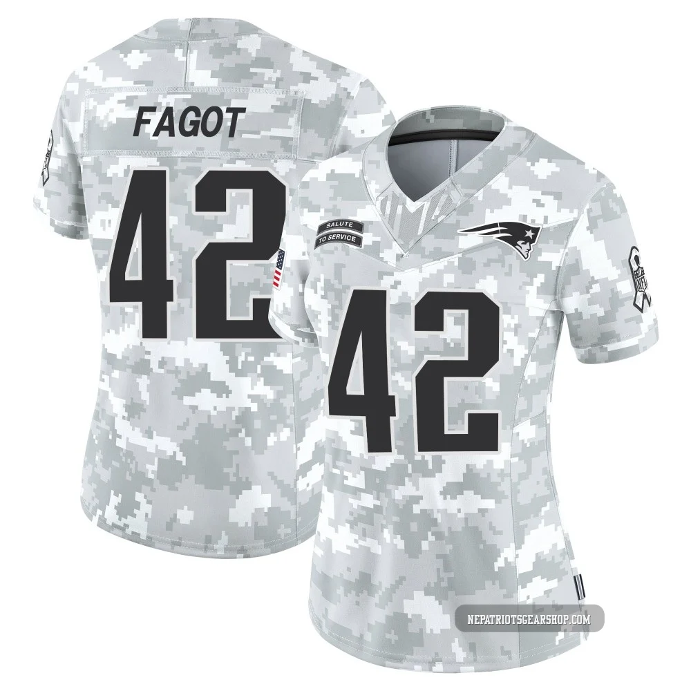 Diego Fagot ＃42 New England Patriots Limited 2024 Salute to Service Jersey - Women's Arctic Camo