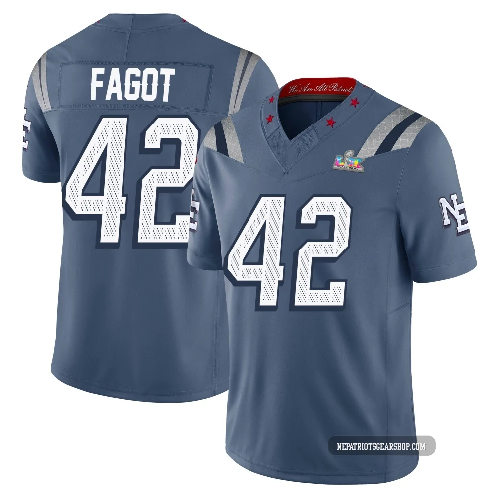 Diego Fagot ＃42 New England Patriots Limited Storm 2025 Rivalries Collection Super Bowl LX Patch Jersey - Youth Blue