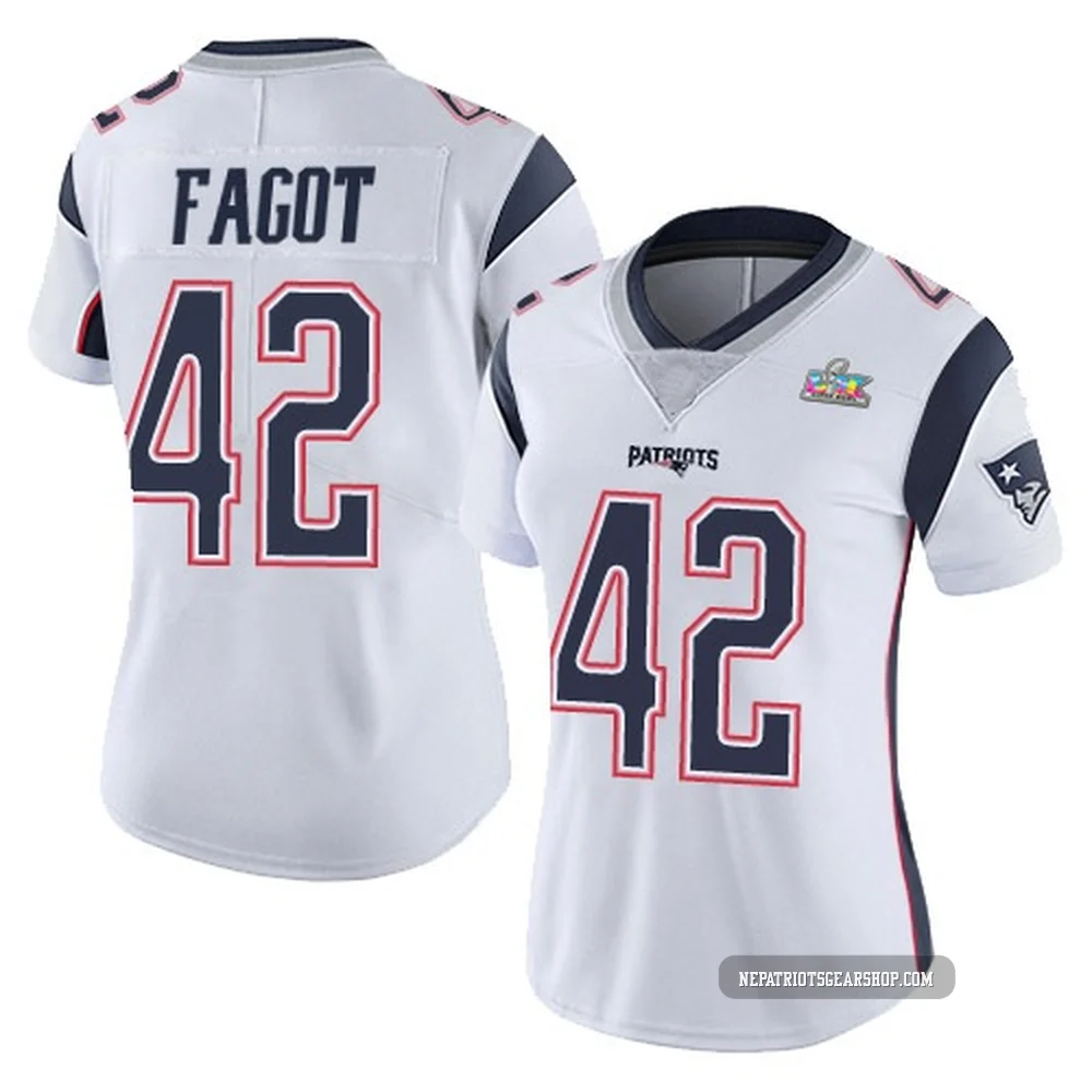 Diego Fagot ＃42 New England Patriots Limited Vapor Untouchable Super Bowl LX Patch Jersey - Women's White