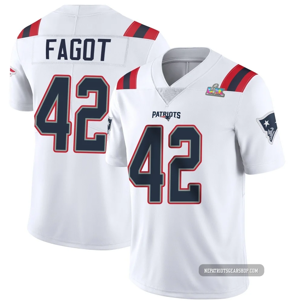 Diego Fagot ＃42 New England Patriots Limited Vapor Untouchable Super Bowl LX Patch Jersey - Youth White