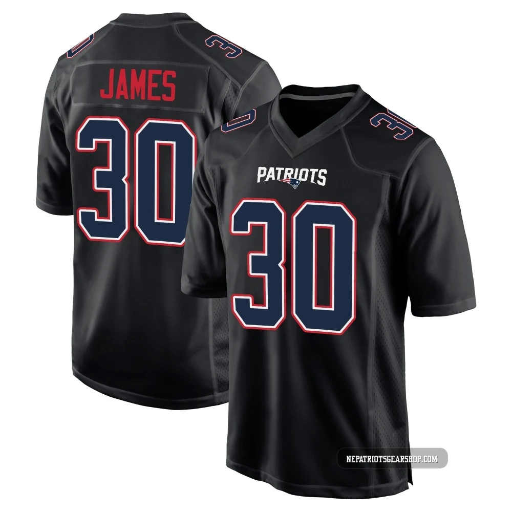 DJ James ＃30 New England Patriots Game Carbon Fashion Jersey - Men's Black