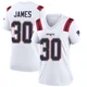 DJ James ＃30 New England Patriots Game Jersey - Women's White