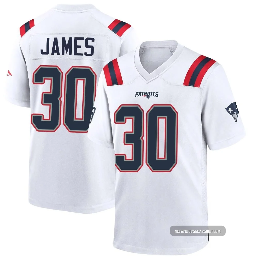 DJ James ＃30 New England Patriots Game Jersey - Youth White
