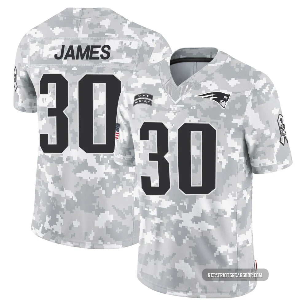 DJ James ＃30 New England Patriots Limited 2024 Salute to Service Jersey - Men's Arctic Camo