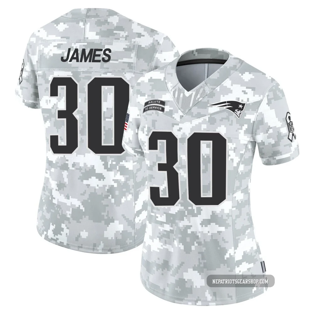 DJ James ＃30 New England Patriots Limited 2024 Salute to Service Jersey - Women's Arctic Camo