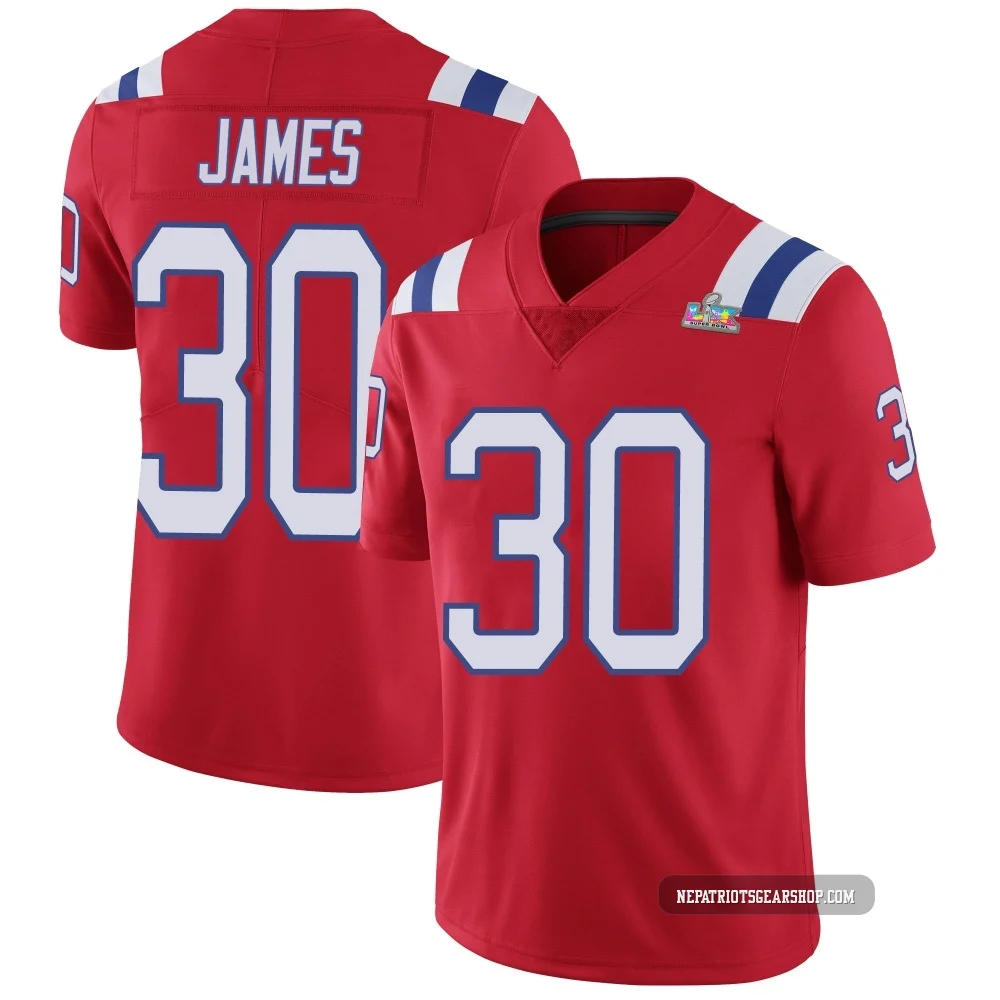 DJ James ＃30 New England Patriots Limited Vapor Untouchable Alternate Super Bowl LX Patch Jersey - Men's Red