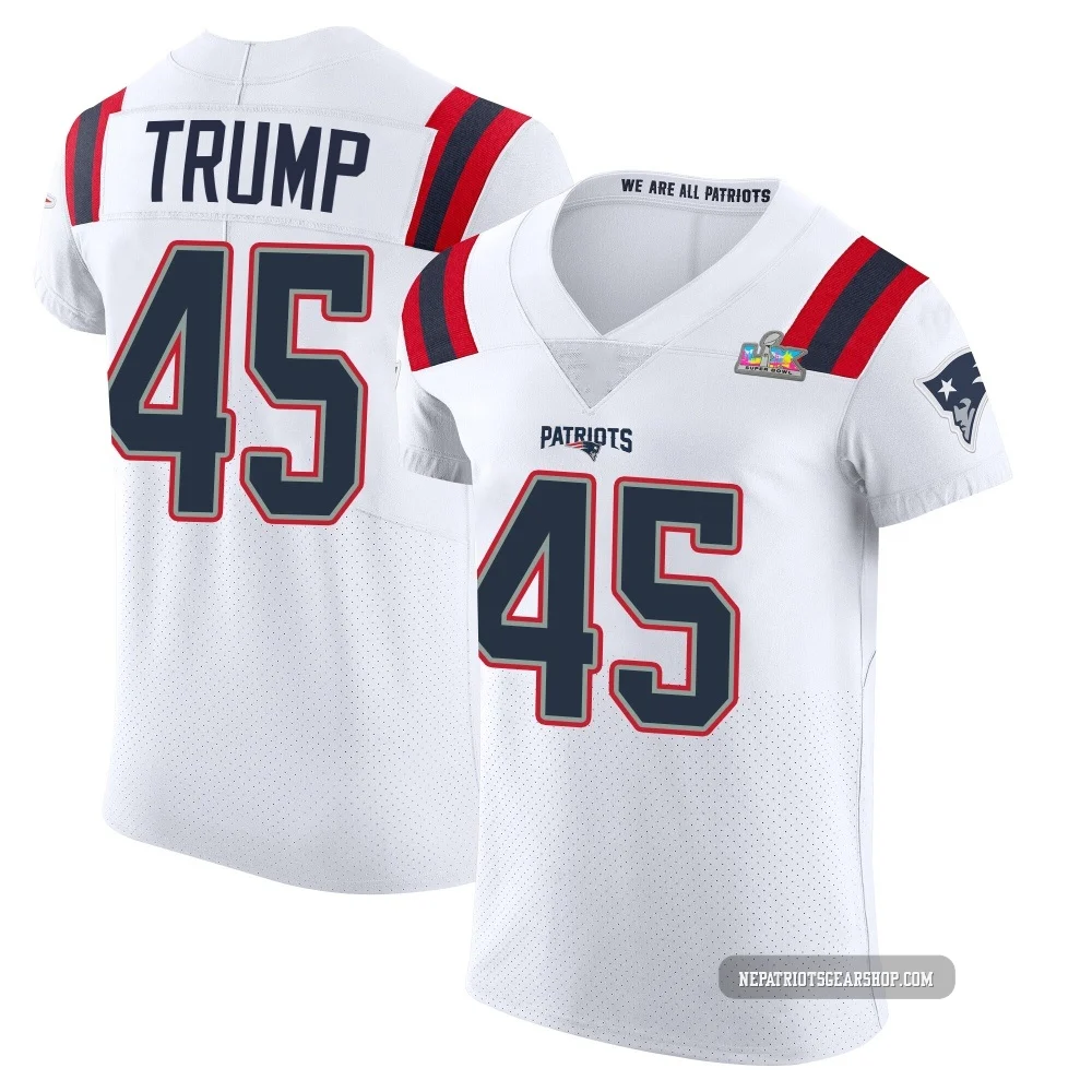 Donald Trump ＃45 New England Patriots Elite Vapor Untouchable Super Bowl LX Patch Jersey - Men's White