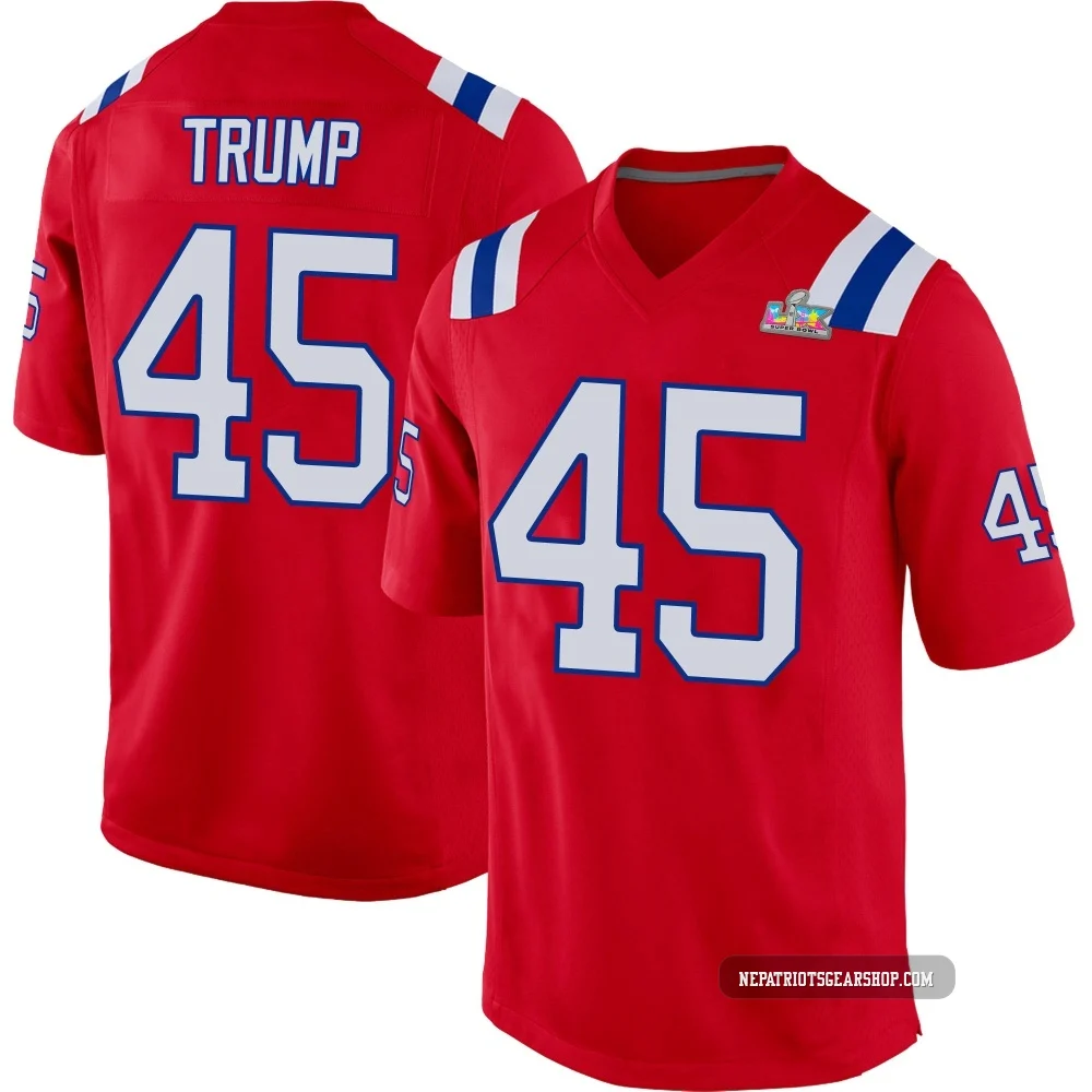 Donald Trump ＃45 New England Patriots Game Alternate Super Bowl LX Patch Jersey - Men's Red