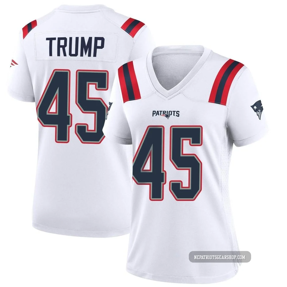 Donald Trump ＃45 New England Patriots Game Jersey - Women's White
