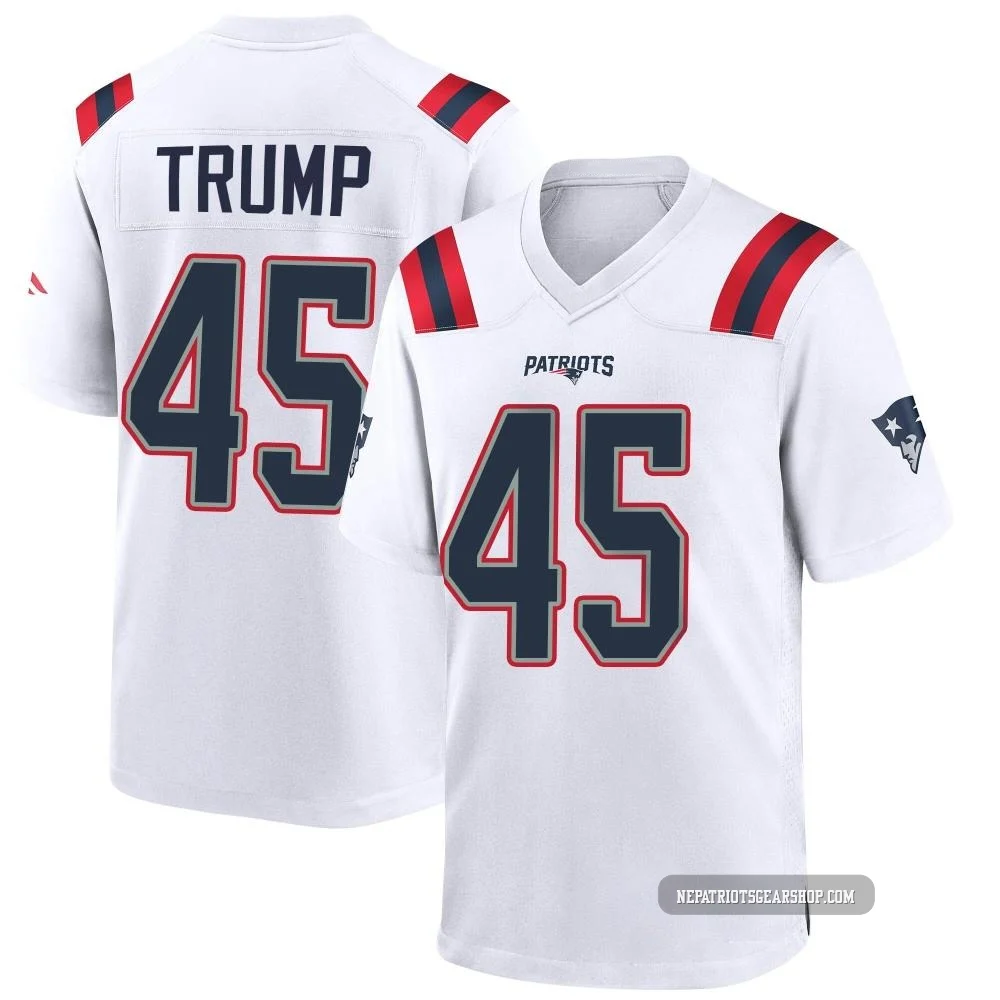 Donald Trump ＃45 New England Patriots Game Jersey - Youth White
