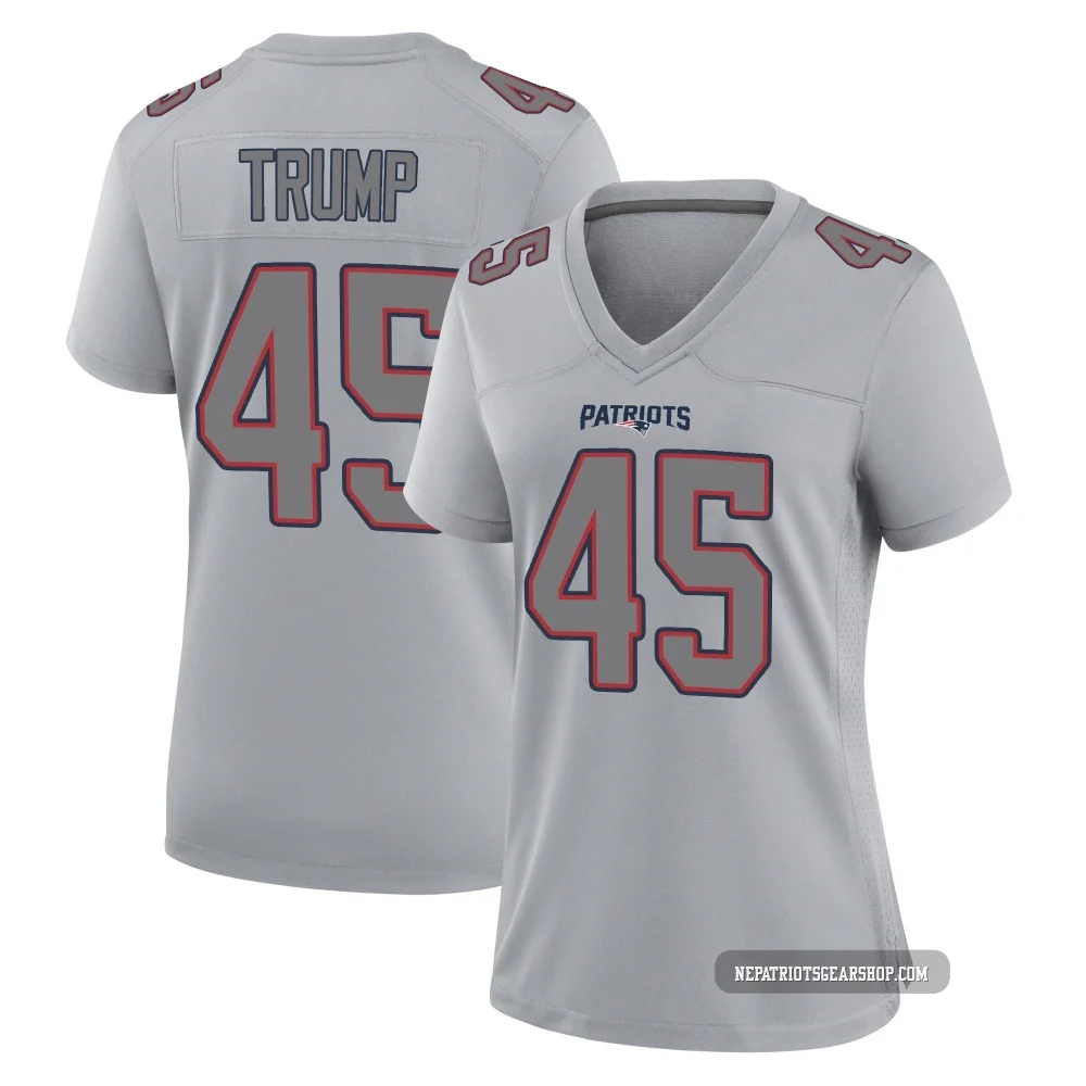 Donald Trump ＃45 New England Patriots Game Silver Atmosphere Fashion Jersey - Women's