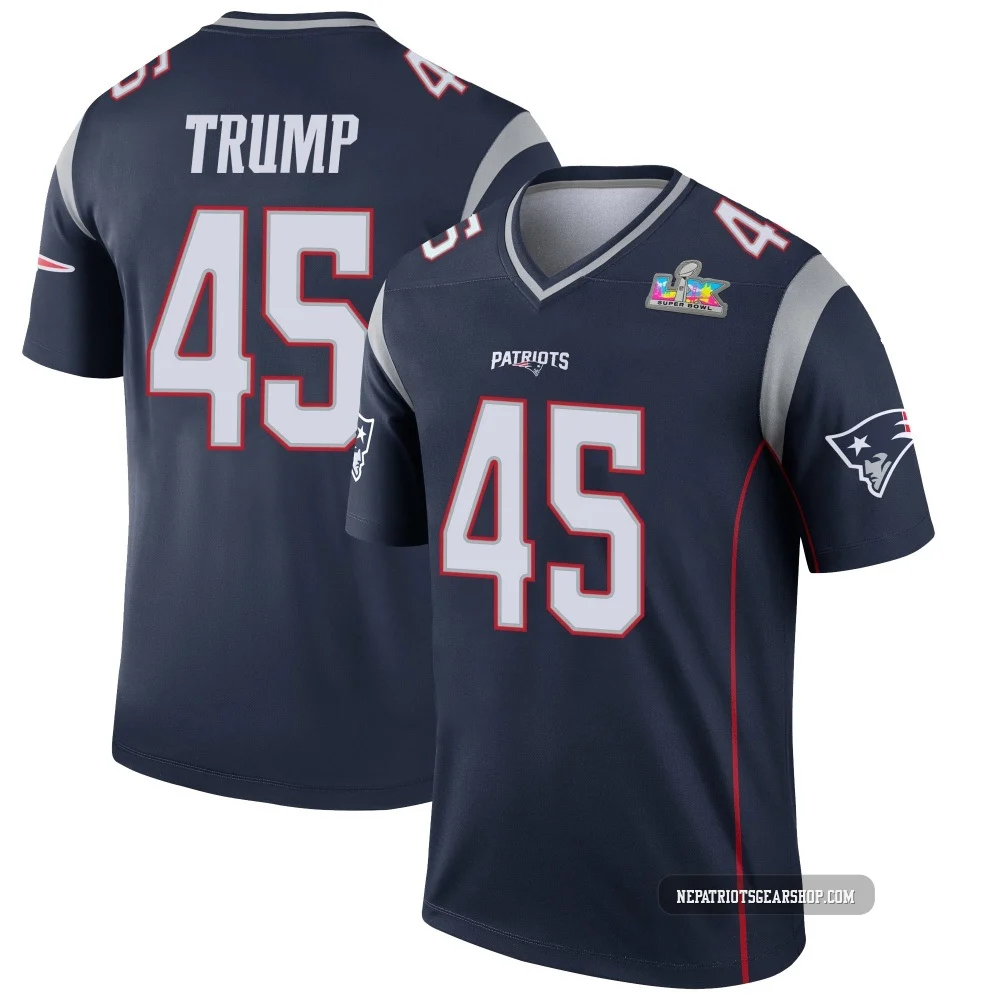 Donald Trump ＃45 New England Patriots Legend Super Bowl LX Patch Jersey - Men's Navy