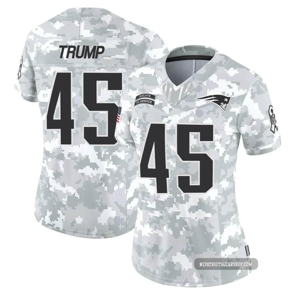 Donald Trump ＃45 New England Patriots Limited 2024 Salute to Service Jersey - Women's Arctic Camo