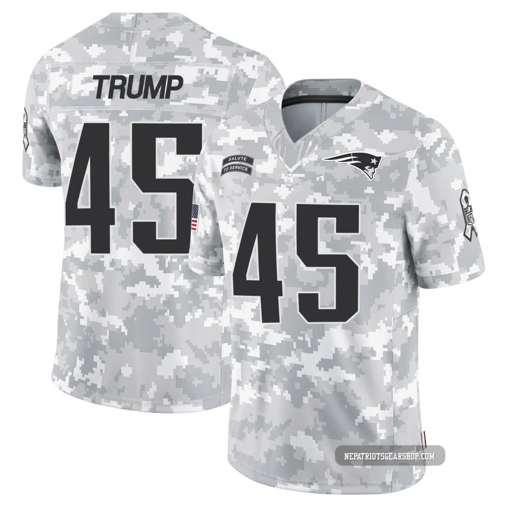 Donald Trump ＃45 New England Patriots Limited 2024 Salute to Service Jersey - Youth Arctic Camo