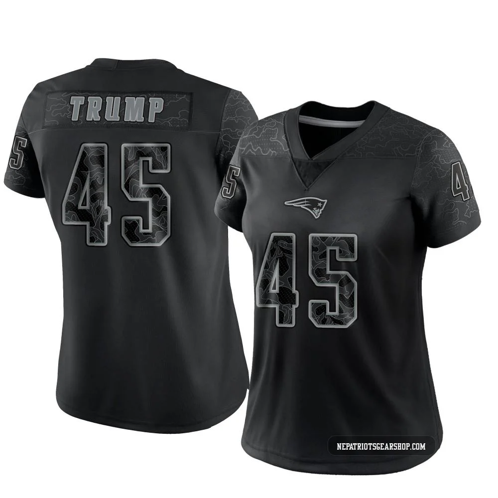 Donald Trump ＃45 New England Patriots Limited Reflective Jersey - Women's Black