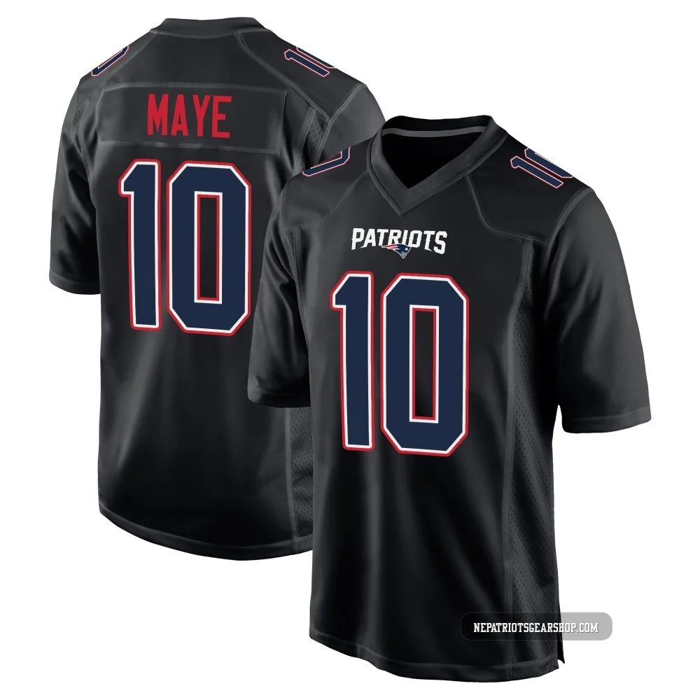Drake Maye ＃10 New England Patriots Game Carbon Fashion Jersey - Youth Black