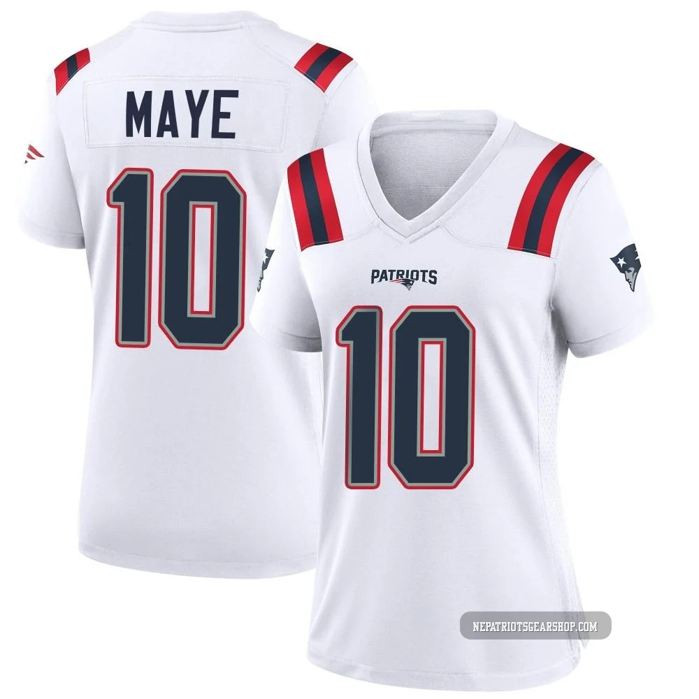Drake Maye ＃10 New England Patriots Game Jersey - Women's White