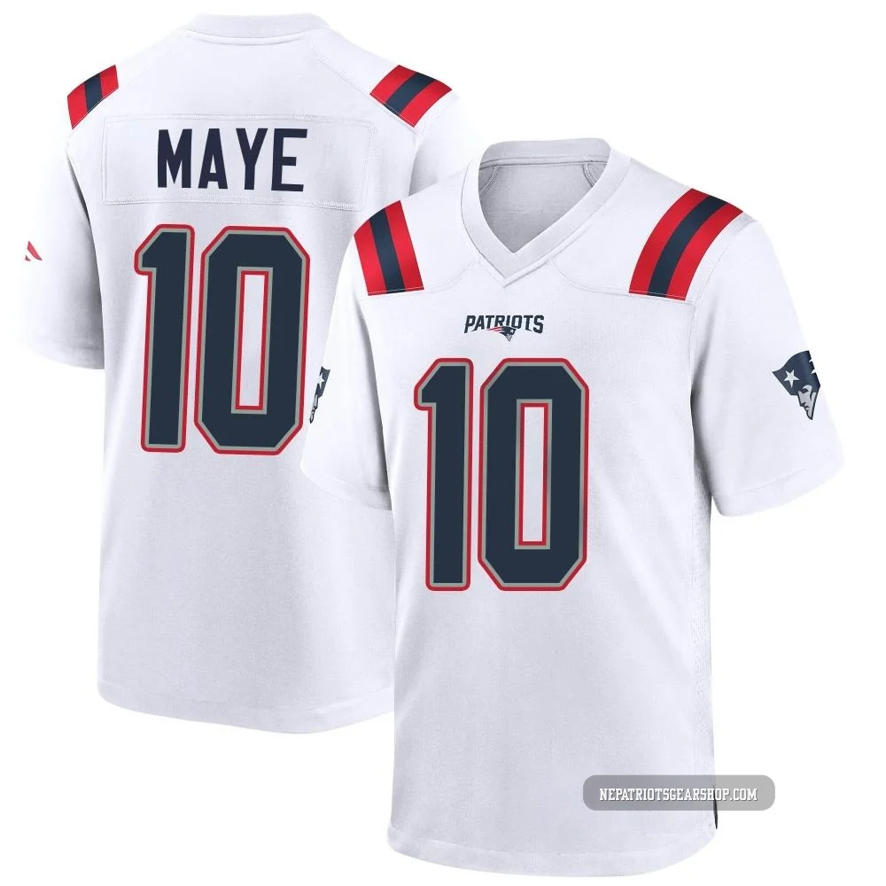 Drake Maye ＃10 New England Patriots Game Jersey - Youth White