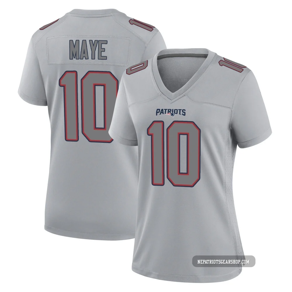 Drake Maye ＃10 New England Patriots Game Silver Atmosphere Fashion Jersey - Women's