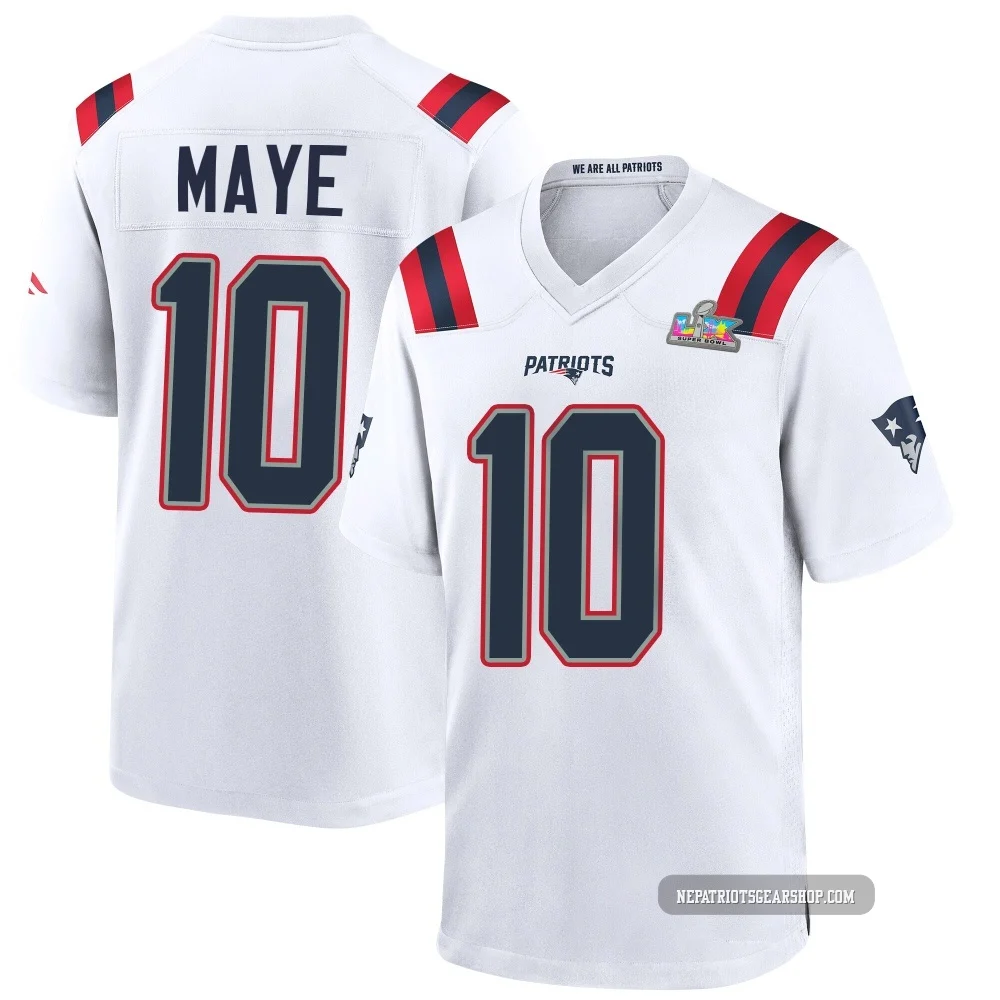 Drake Maye ＃10 New England Patriots Game Super Bowl LX Patch Jersey - Men's White