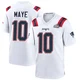 Drake Maye ＃10 New England Patriots Game Super Bowl LX Patch Jersey - Men's White
