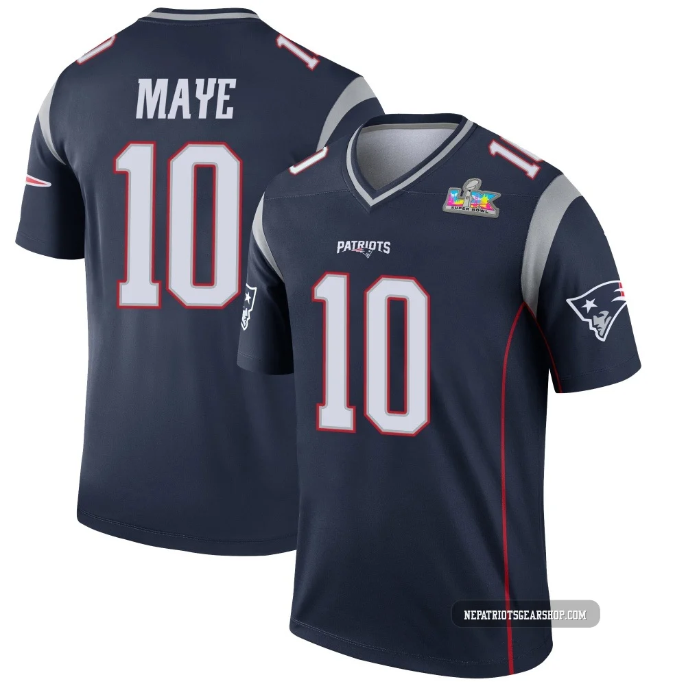 Drake Maye ＃10 New England Patriots Legend Super Bowl LX Patch Jersey - Men's Navy