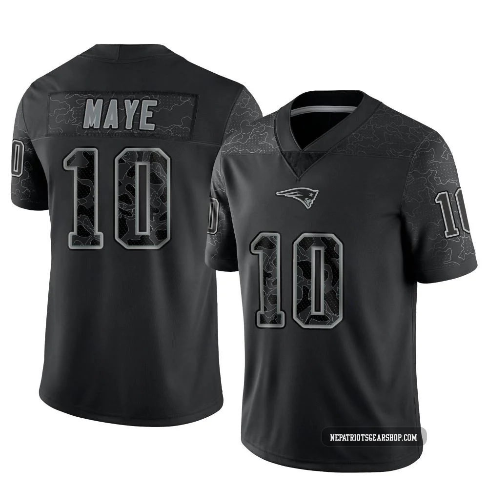 Drake Maye ＃10 New England Patriots Limited Reflective Jersey - Men's Black