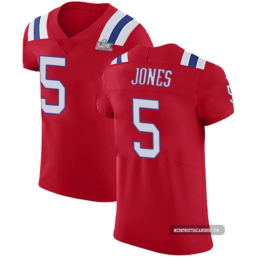 Dre'Mont Jones ＃5 New England Patriots Elite Vapor Untouchable Alternate Super Bowl LX Patch Jersey - Men's Red