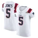 Dre'Mont Jones ＃5 New England Patriots Elite Vapor Untouchable Super Bowl LX Patch Jersey - Men's White