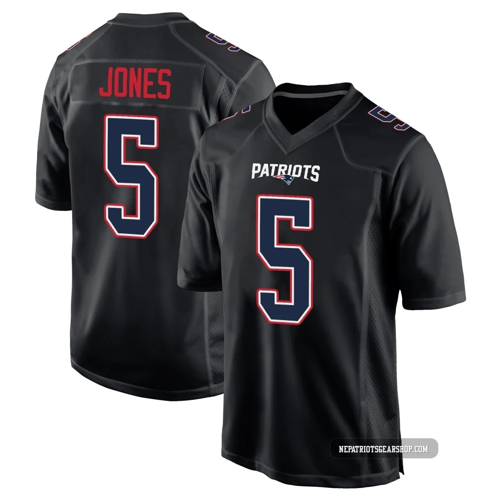 Dre'Mont Jones ＃5 New England Patriots Game Carbon Fashion Jersey - Men's Black